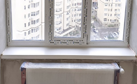 правильный монтаж подоконника Верзалит, фото Киев 2019 Святошино